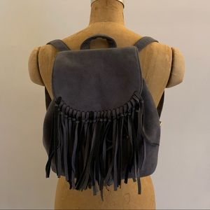 Fringe Drawstring Mini Backpack Magnetic Clasp